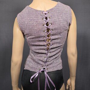 Y2K Lace Up corset Top Womens M Wool Blend Fairy Boho Whimsigoth Renaissance